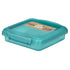 Sistema Sandwich Box to Go i farven Teal Stone, set fra en vinkel med label