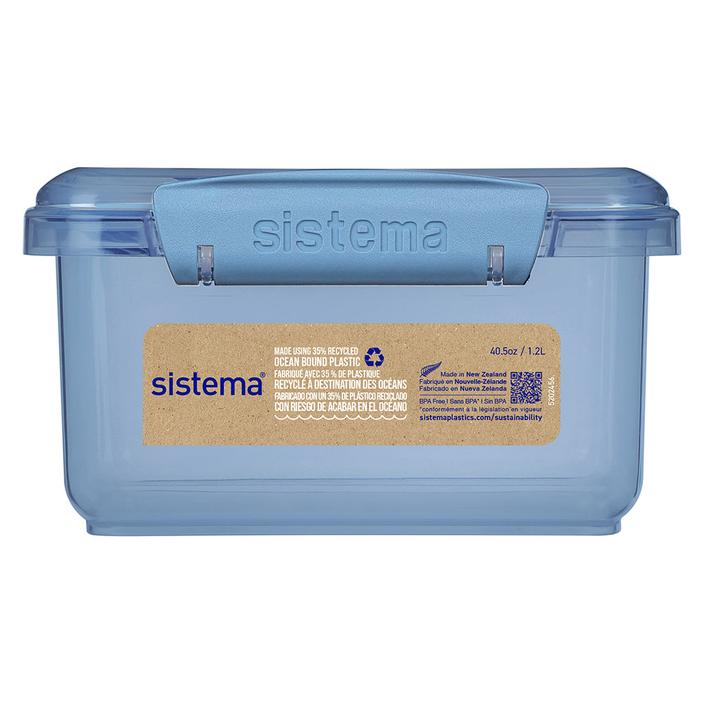 Sistema Lunch plus To Go, Lunch Box with 1 Compartment and Cutlery - Mountain Blue