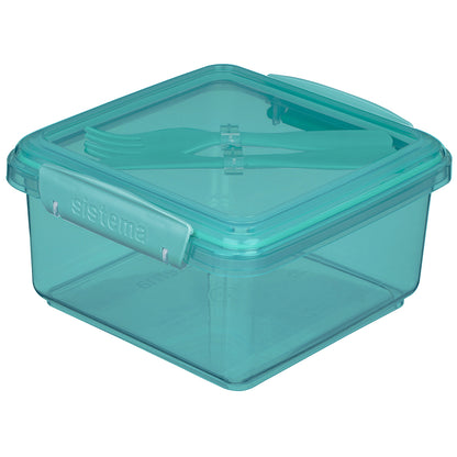 Sistema Lunch Plus To Go, Lunch Box with 1 Compartment and Cutlery - Teal Stone