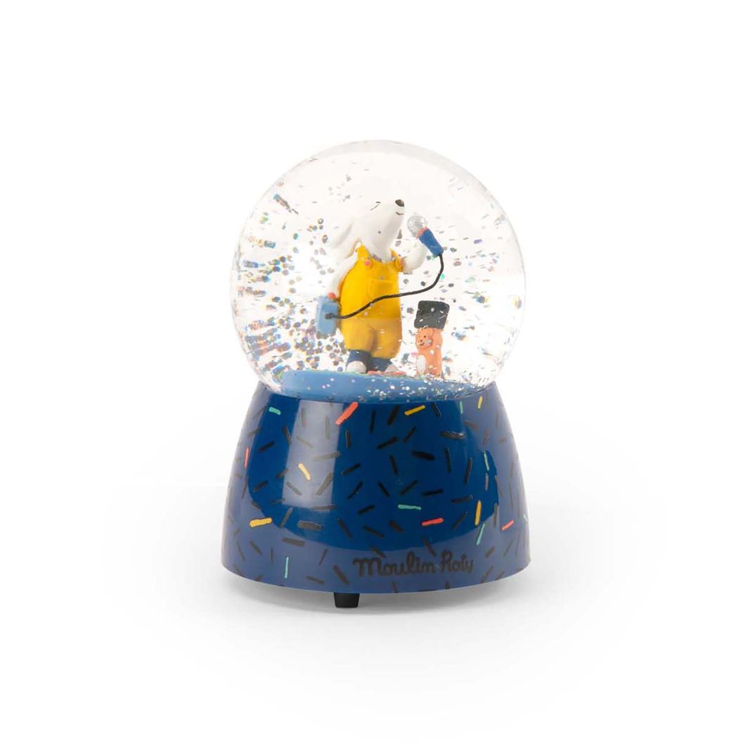 Moulin Roty Snow Globe with Music, Dog Pilou - Puce &amp; Pilou
