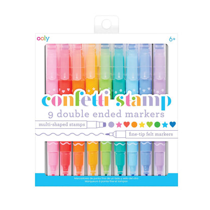 Ooly Tuscher med stempel 9 stk, Confetti