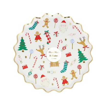 Meri Meri Paper Plates Size S, Jolly Christmas, Christmas Motifs – Pack of 8
