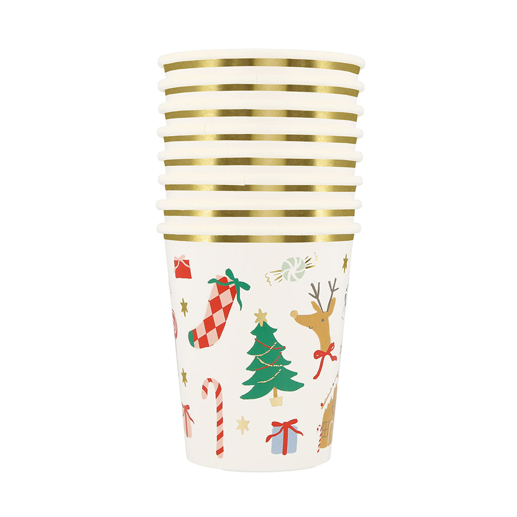 Meri Meri Paper Cups, Jolly Christmas - Set of 8