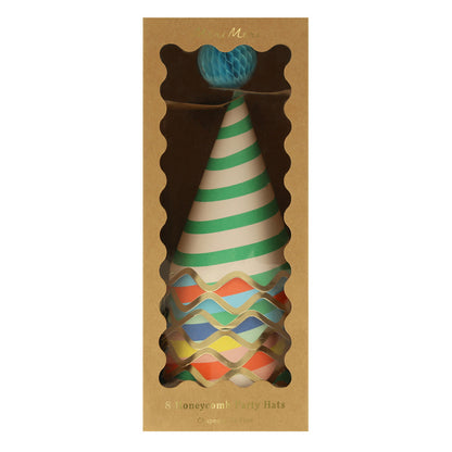 Meri Meri festhatte, Stripe party hats  - 8 stk.