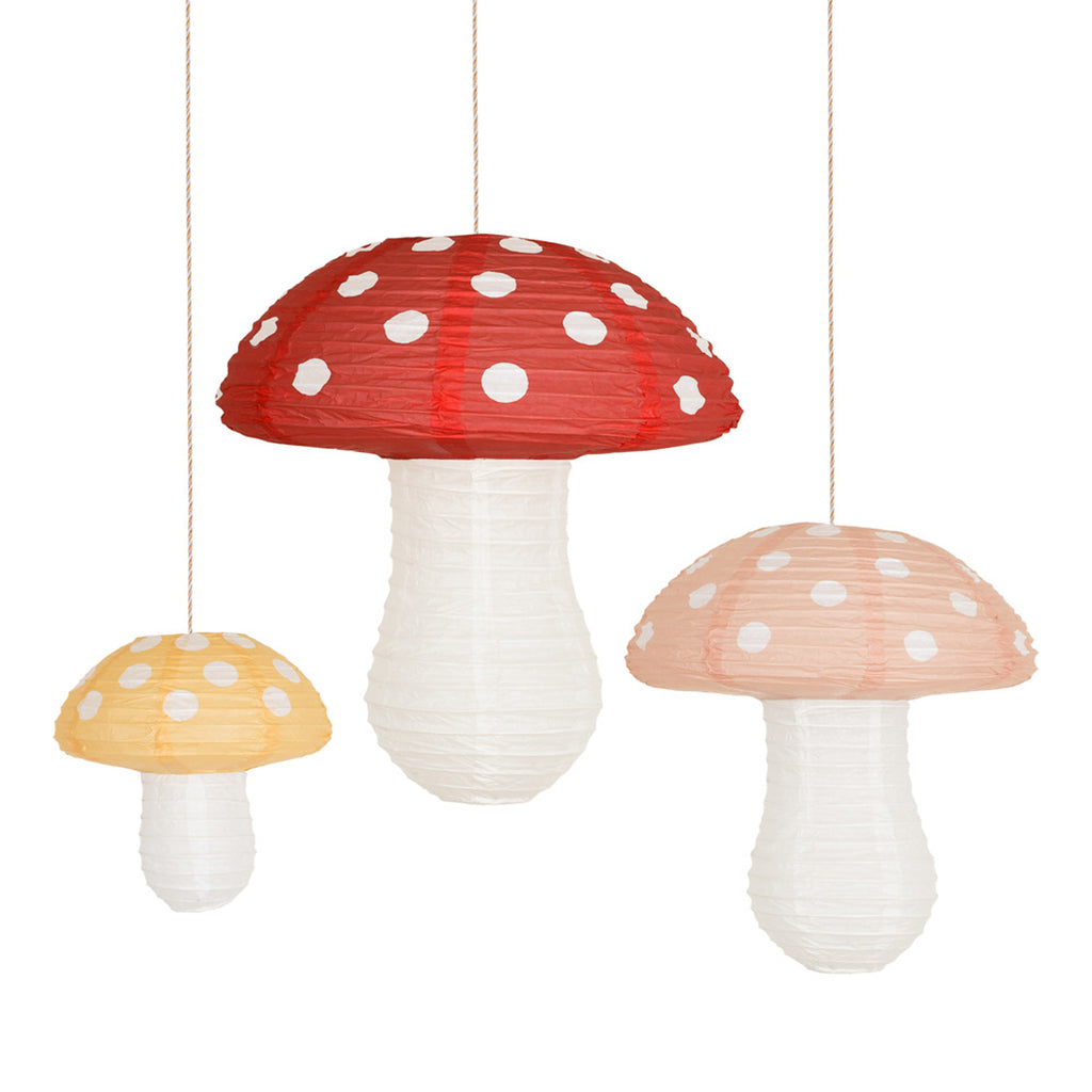 Meri Meri lanterne i rispapir, Mushroom, 3-pak