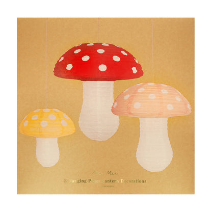 Meri Meri lanterne i rispapir, Mushroom, 3-pak