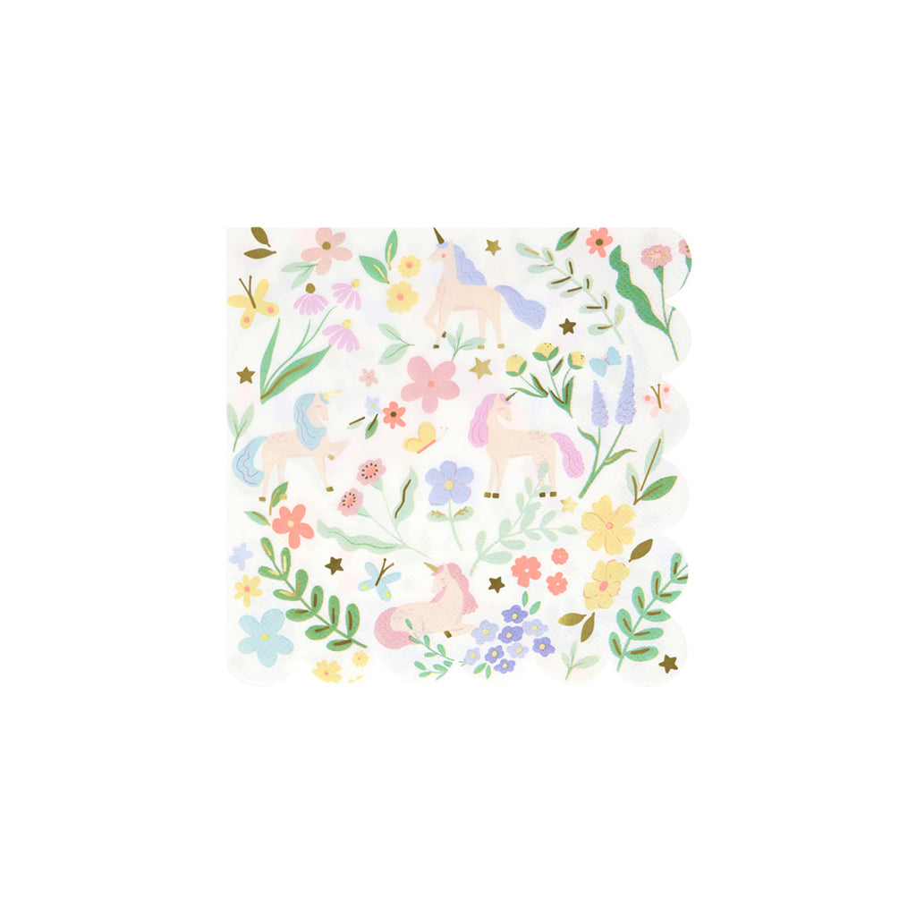 Meri Meri servietter med engblomster og enhjørninger