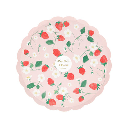 Meri Meri paptallerkener, Str. L, Strawberry - 8 stk