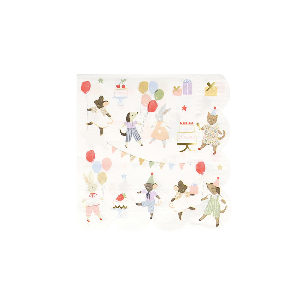 Meri Meri napkins, size S, Animal friends – 16-pack