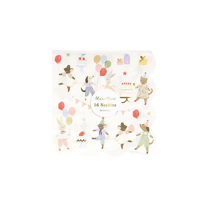 Meri Meri napkins, size S, Animal friends – 16-pack
