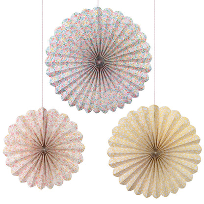 Meri Meri x Liberty Paper Fans, 3 pcs