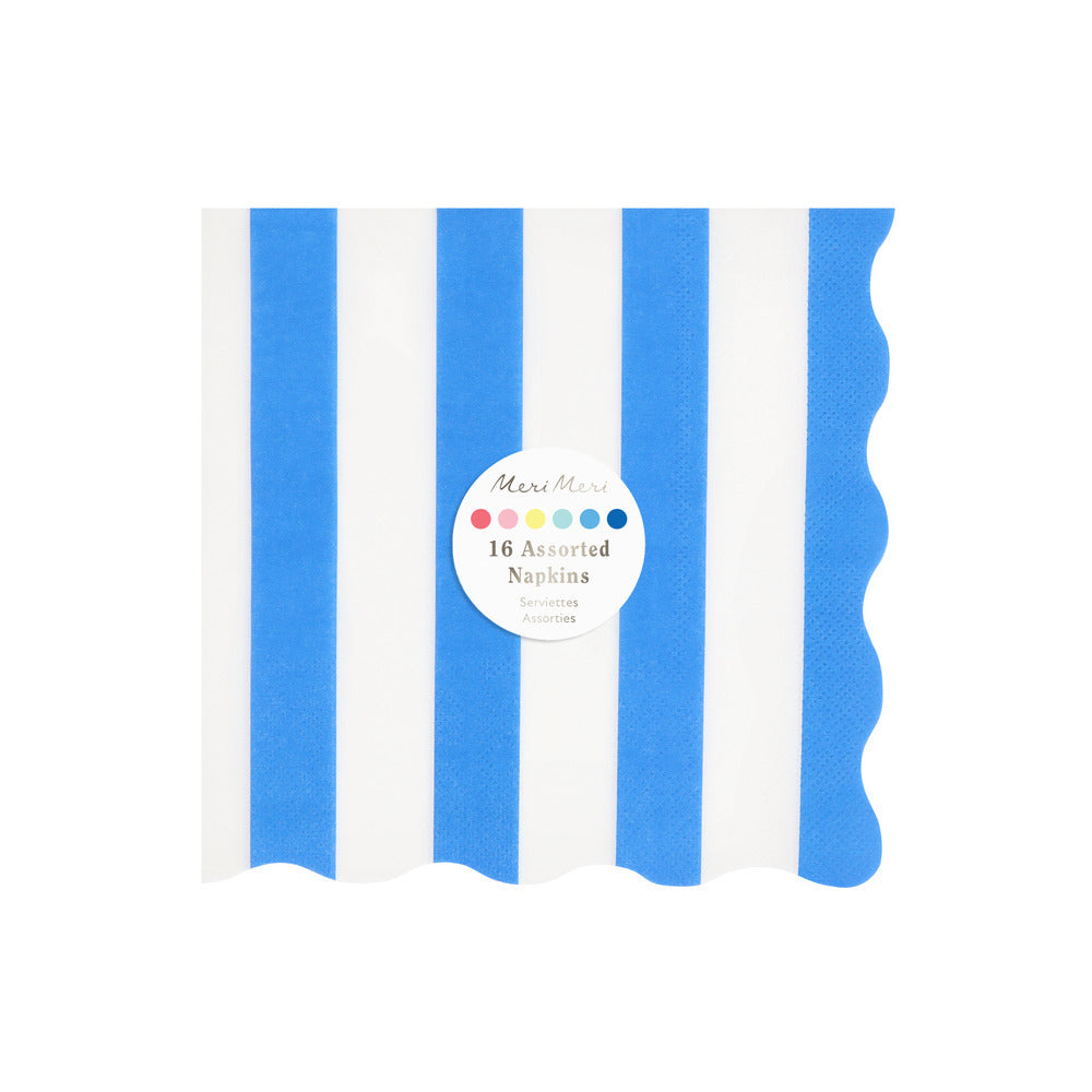 Meri Meri Napkins, Beach Striped Size L - Pack of 16