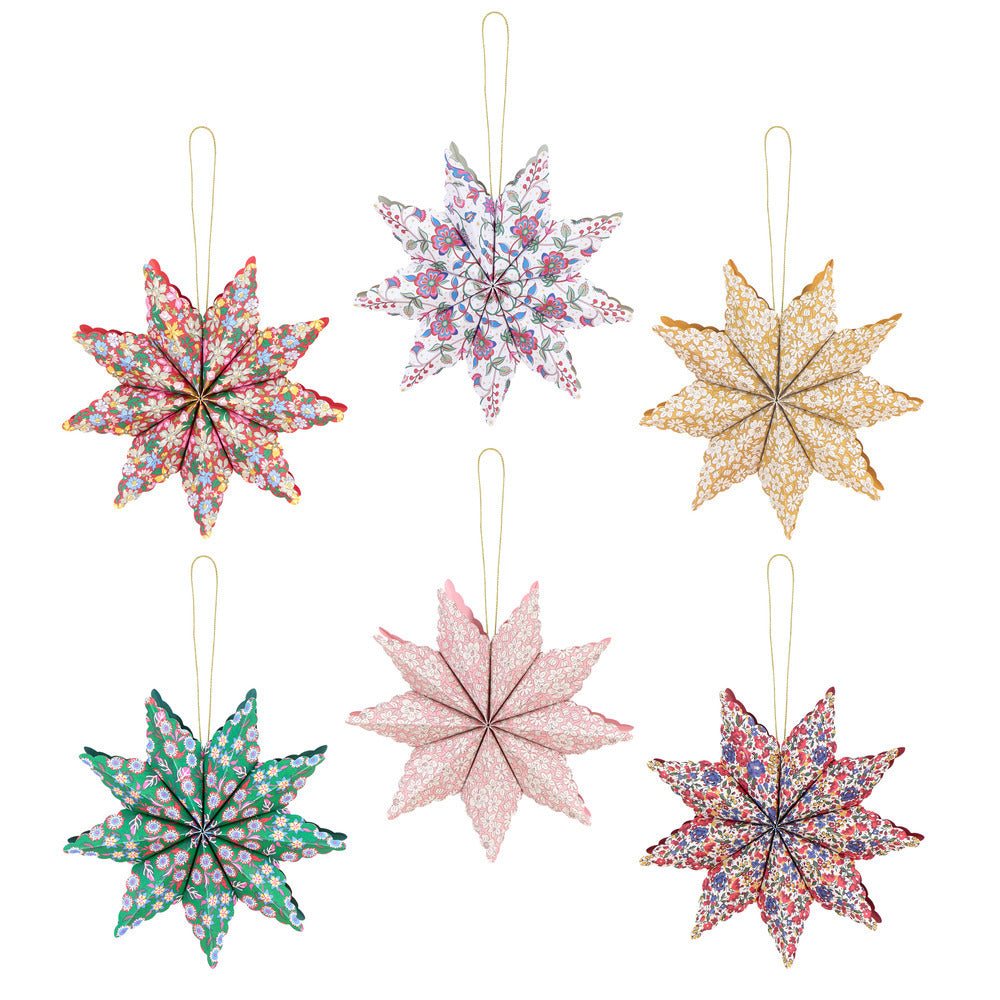 Meri Meri Christmas Decorations, Liberty Paper Star, 6 pcs.