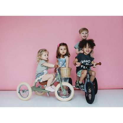 Trybike Three-Wheeled Balance Bike, Vintage Cream with Retro Styling