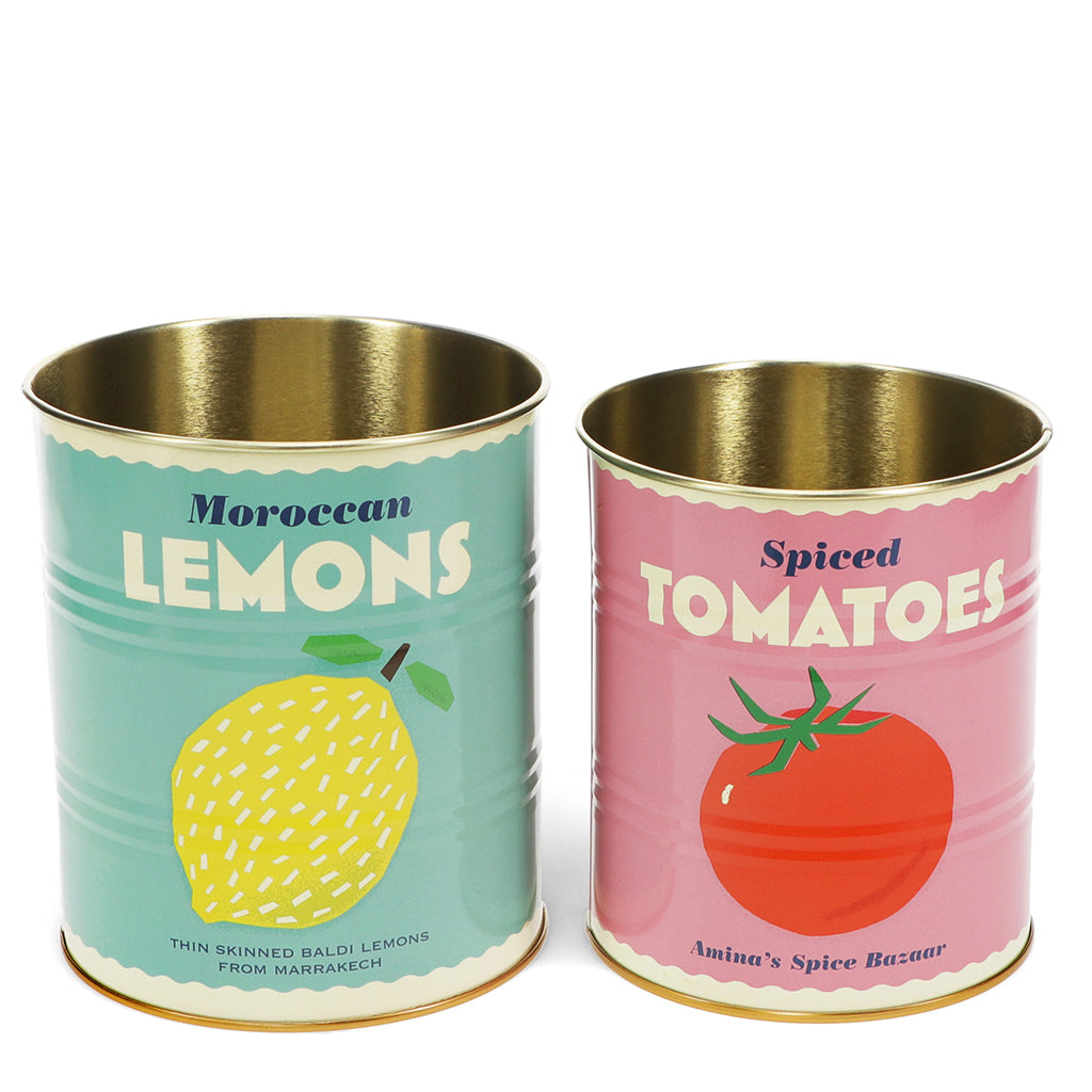 Rex London Medium, metaldåser til opbevaring, sæt m 2 stk - Lemon and tomato