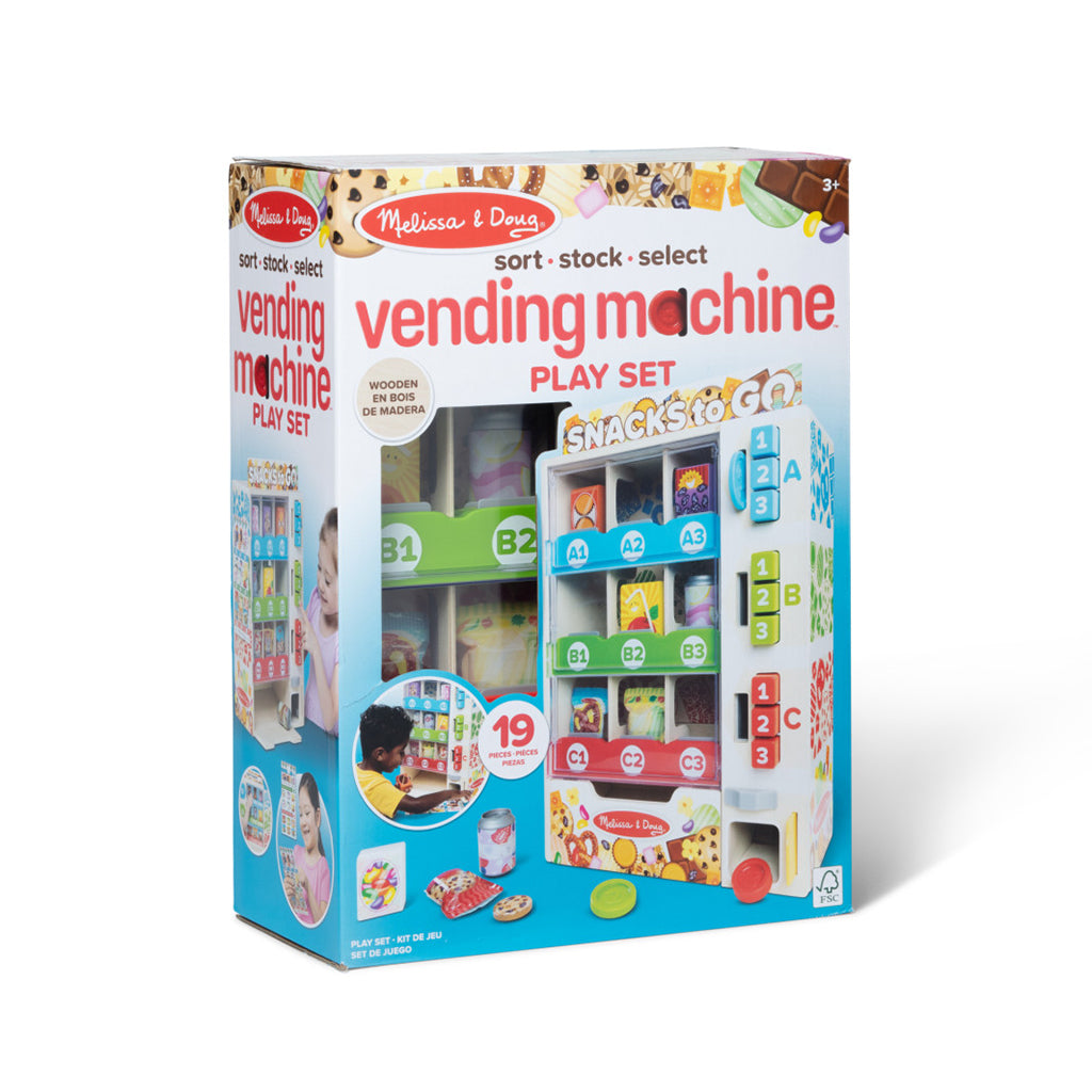 Melissa &amp; Doug Play Food, Snack Vending Machine – 16-Piece Set