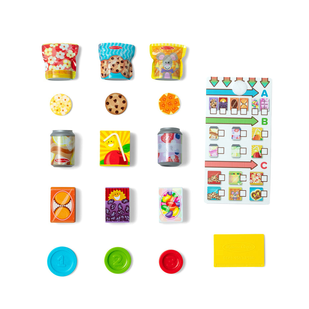 Melissa &amp; Doug Play Food, Snack Vending Machine – 16-Piece Set