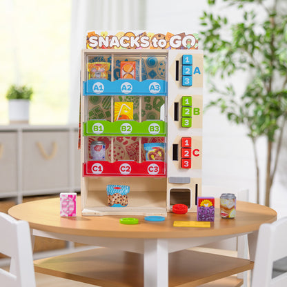 Melissa &amp; Doug Play Food, Snack Vending Machine – 16-Piece Set