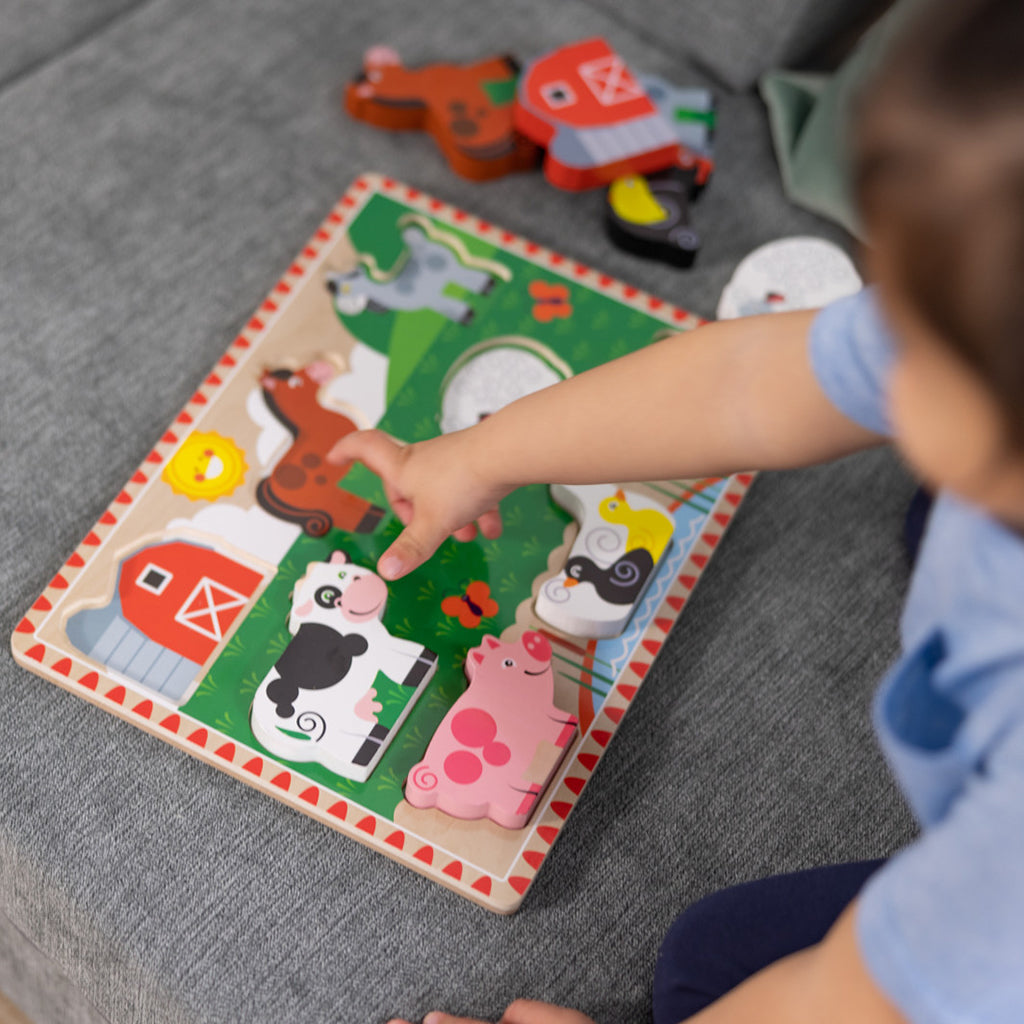Melissa &amp; Doug Wooden Puzzle with Large Pieces, Farm - 8 Pieces