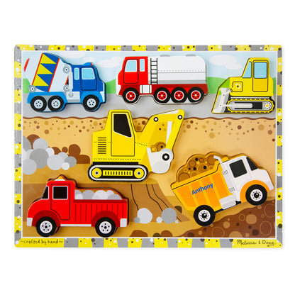 Melissa &amp; Doug træpuslespil, køretøjer, med store brikker, 6 stykker
