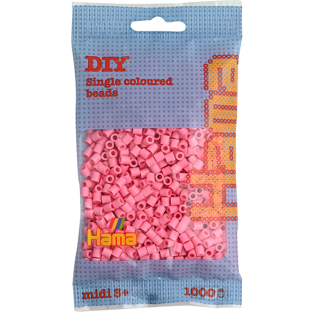 Hama Midi perler i pose, pink - 1000 stk