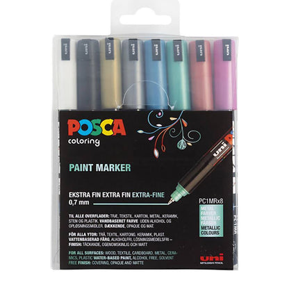 Posca Tuscher, streg 0.7 mm - 8 stk. ass farver