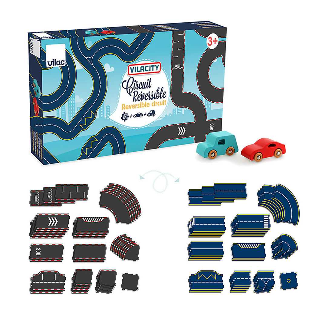 Vilac Vilacity Reversible Racetrack, 42 Pieces