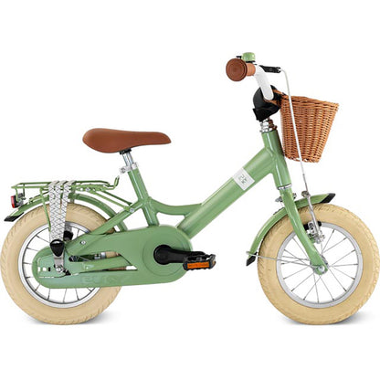 Puky Youke Classic cykel m. håndbremse og cykelkurv, 12" - Retro green - Fra 3 år