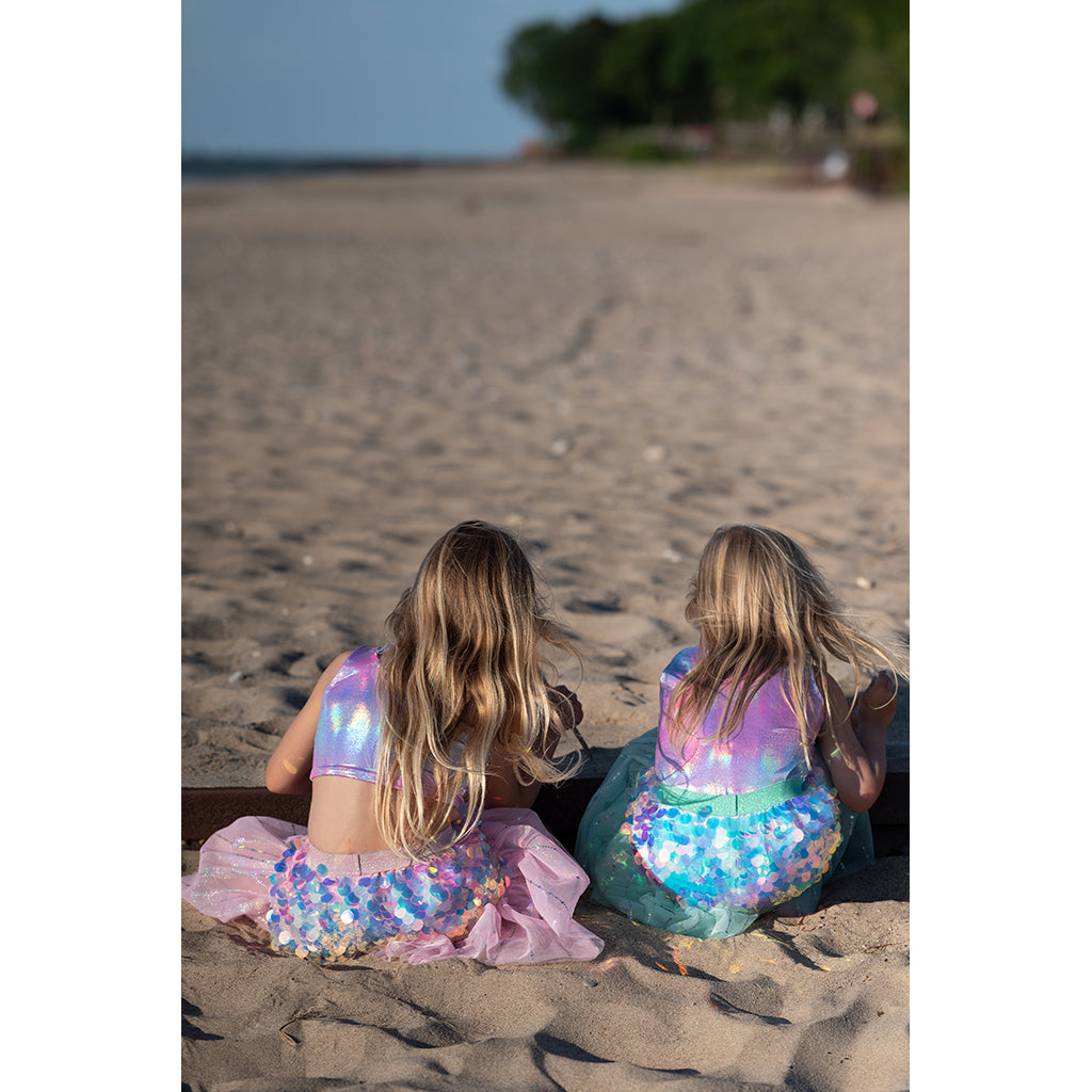 Great Pretenders Costume, Bling Bling Mermaid Skirt and Hair Clips, Mint - Size 4-6 Years