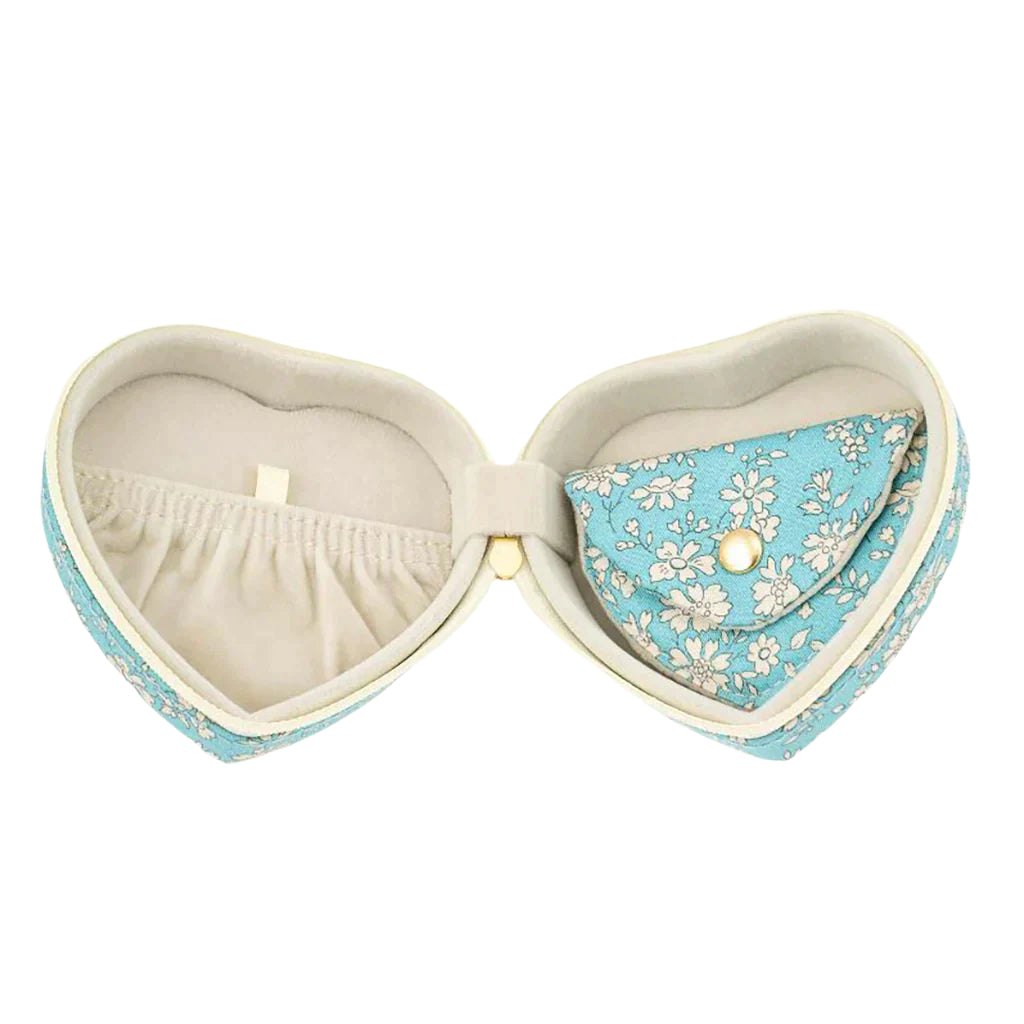 Bon Dep Jewelry Box with Liberty Print, Heart - Capel Soft Teal