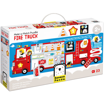 Banana Panda Collect and Match Puzzle with Fire Engine