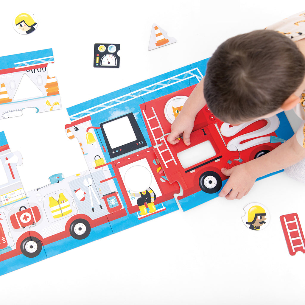 Banana Panda Collect and Match Puzzle with Fire Engine