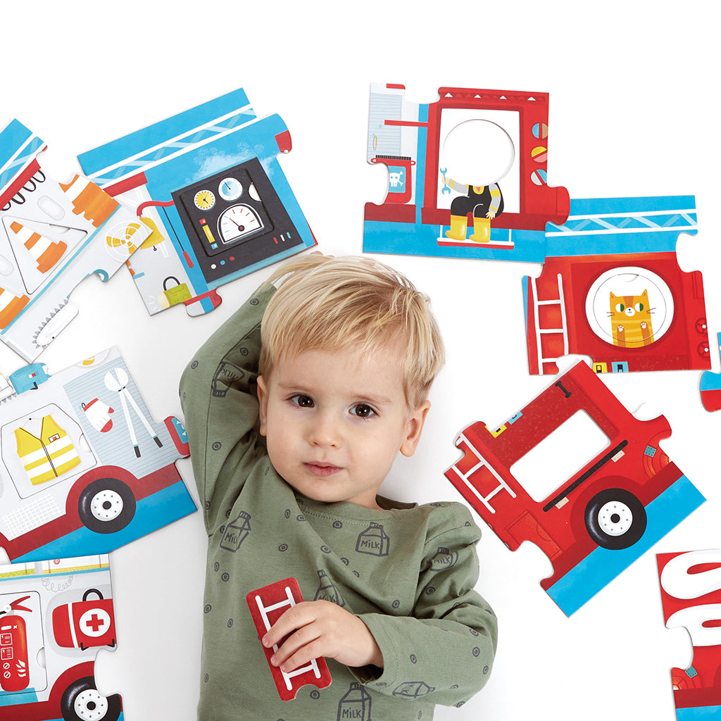 Banana Panda Collect and Match Puzzle with Fire Engine