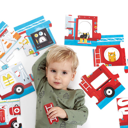 Banana Panda Collect and Match Puzzle with Fire Engine