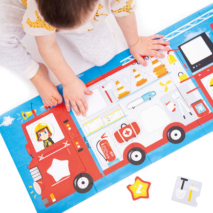 Banana Panda Collect and Match Puzzle with Fire Engine