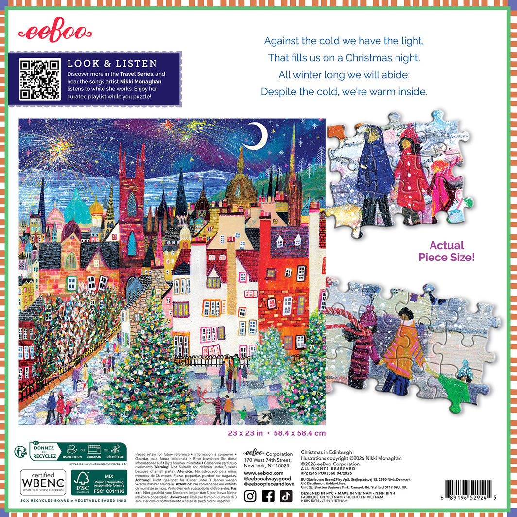 eeBoo 1000-Piece Puzzle, Christmas in Edinburgh