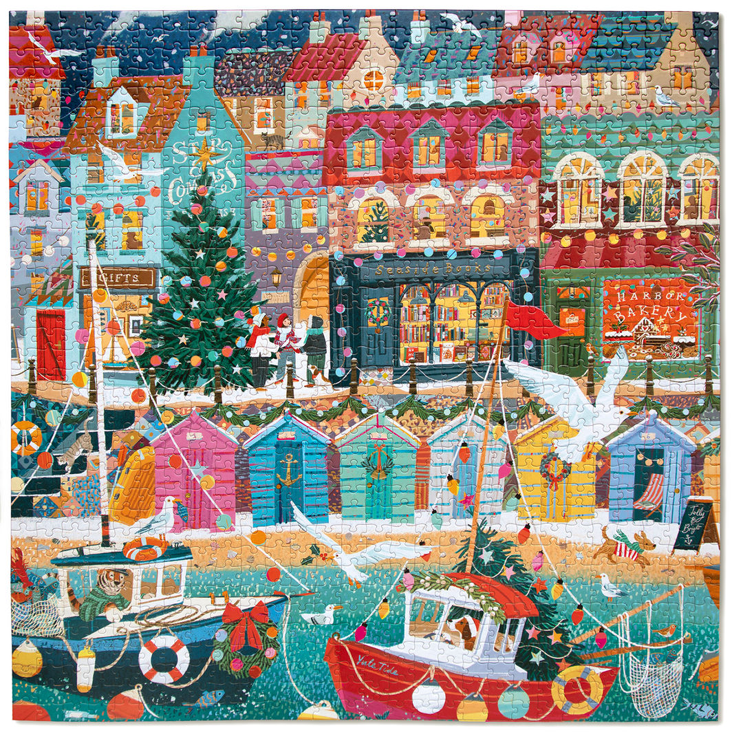 eeBoo 1000-Piece Puzzle, English Seaside Christmas