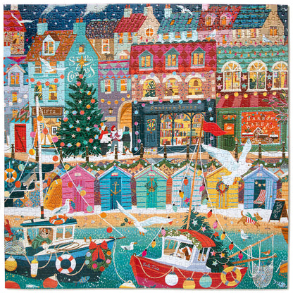 eeBoo 1000-Piece Puzzle, English Seaside Christmas