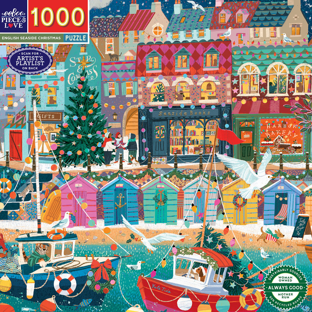 eeBoo 1000-Piece Puzzle, English Seaside Christmas