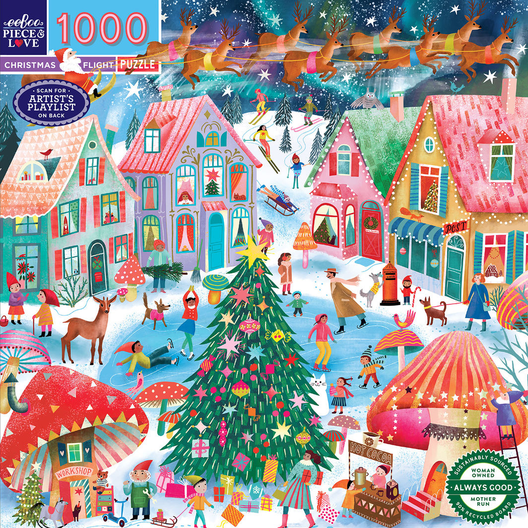eeBoo 1000-Piece Puzzle, Christmas Flight