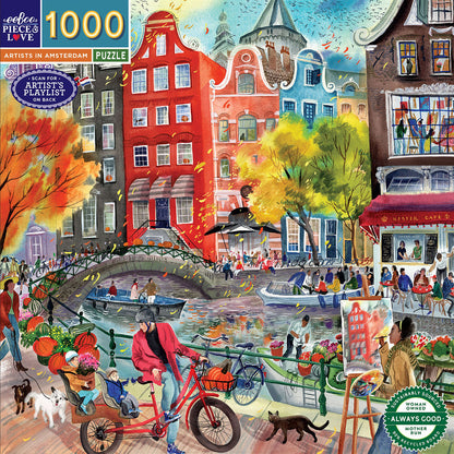 eeBoo Jigsaw Puzzle, 1,000 Pieces, Artists in Amsterdam