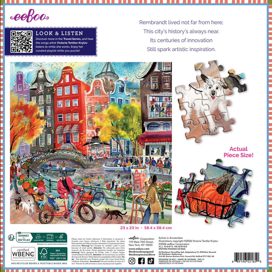 eeBoo Jigsaw Puzzle, 1,000 Pieces, Artists in Amsterdam
