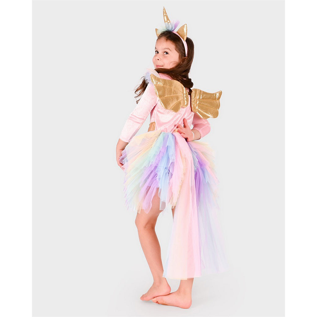 Den Goda Fen Unicorn Dress and Tiara, available in sizes 2–4 years, 4–6 years, and 6–8 years