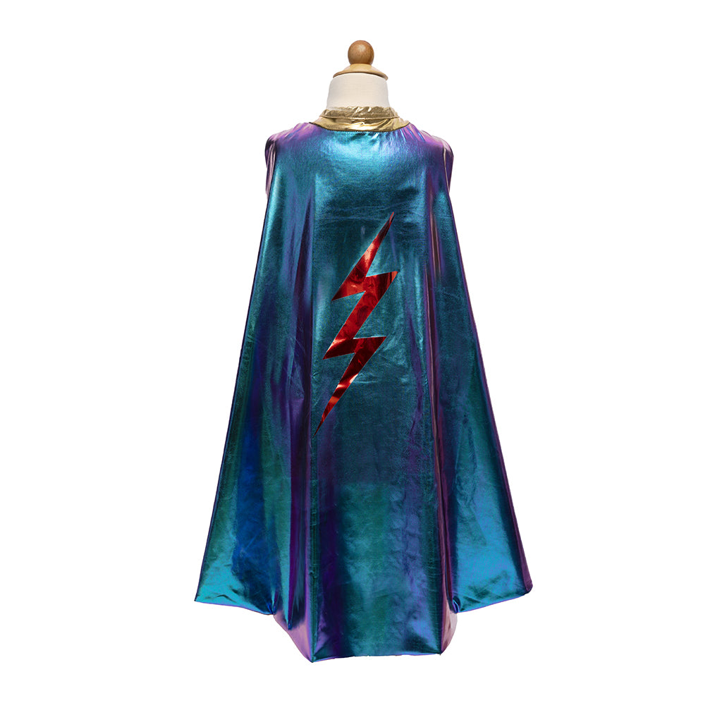 Great Pretenders Superhero Cape, Blue Lightning, Reversible - Size 5-6 Years
