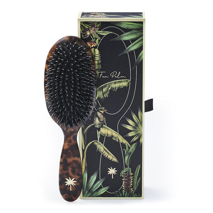 Fan Palm Premium Edition – Medium Brush with Boar and Nylon Bristles, Turtle Pattern