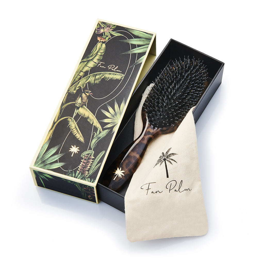 Fan Palm Premium Edition – Medium Brush with Boar and Nylon Bristles, Turtle Pattern