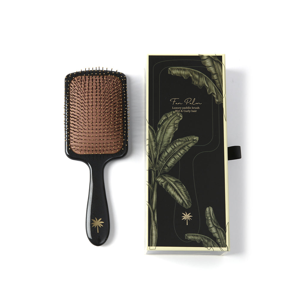 Fan Palm hårbørste, Bloom paddle wet brush - Large black glitter