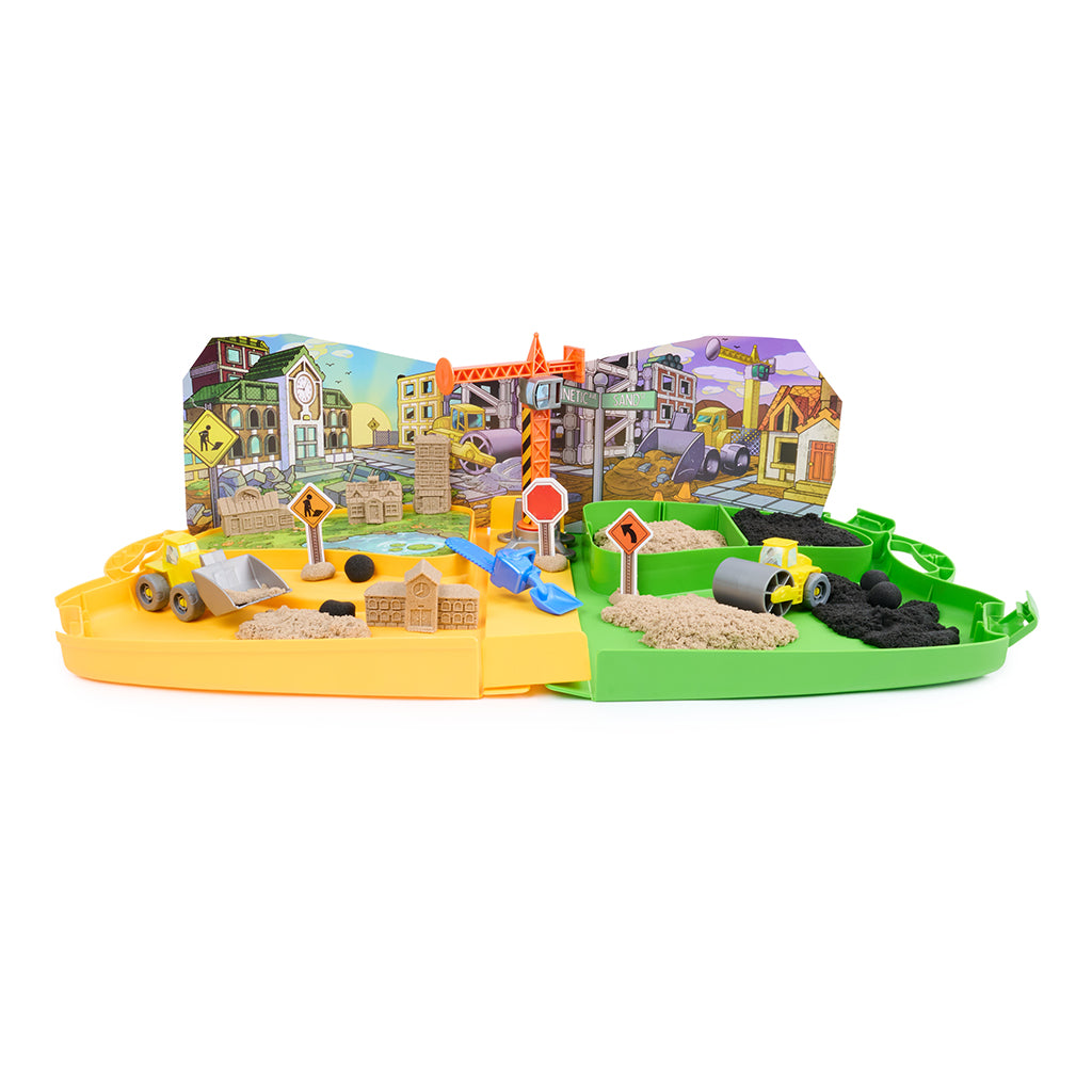 Kinetic Sand Construction Zone Case with Construction Vehicles