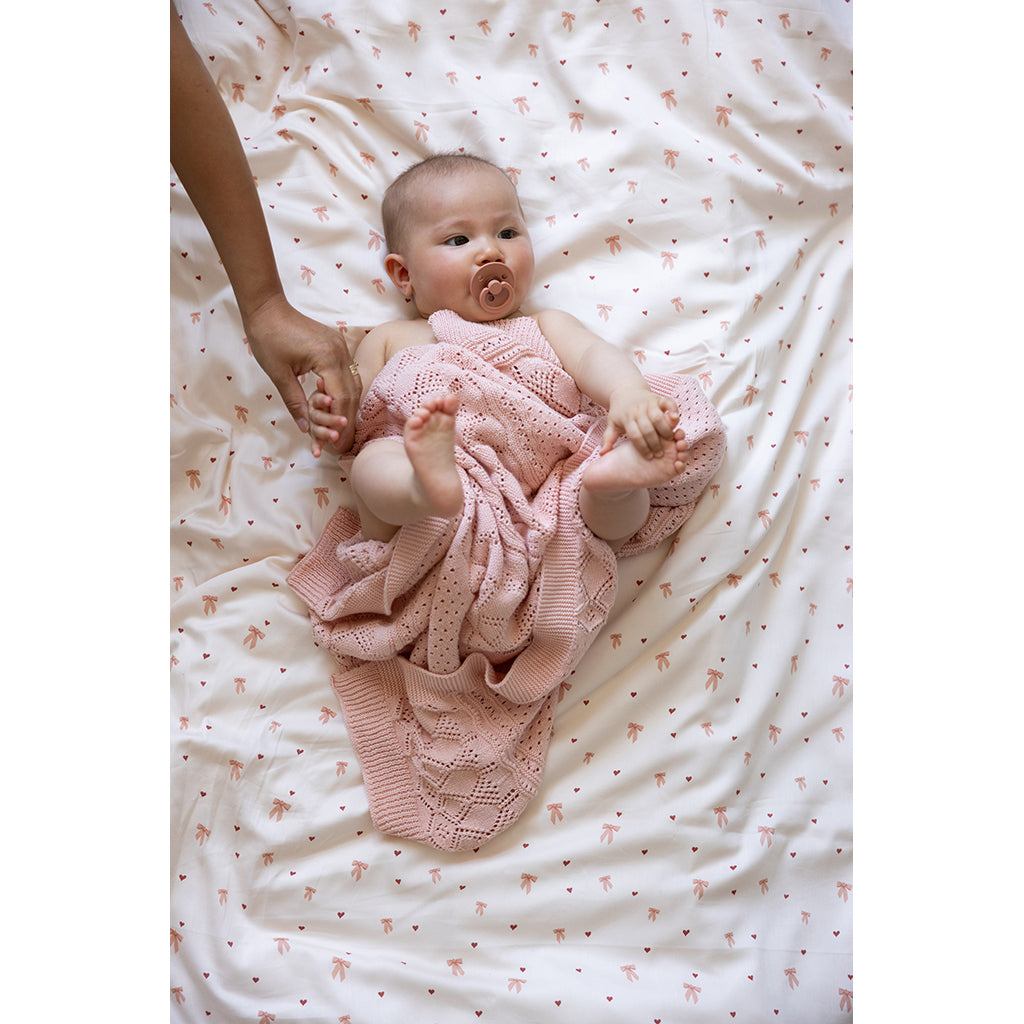 Cam Cam Pointelle Baby Knit Blanket, Sorbet