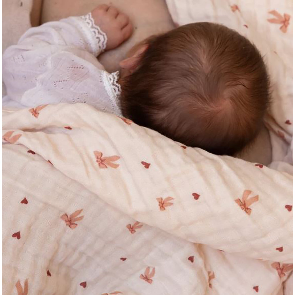 Cam Cam Muslin Baby Blanket, Organic, GOTS - Bows